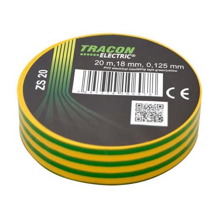Taśma izolacyjna 20mx18mm żółto-zielony Tracon Electric