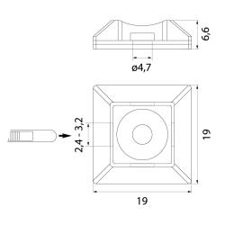 Podstawka montażowa do opasek PMS-19-19-UV-100, czarna, samoprzylepna Elektro-Plast Opatówek