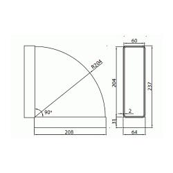 Kolano poziome 90° - 204 x 60 mm