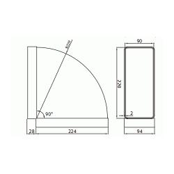 Kolano poziome 90° - 220 x 90 mm