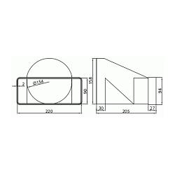 Łącznik przekrojów zmiennych w jednej płaszczyźnie bocznej - 220 x 90 mm Vents Group