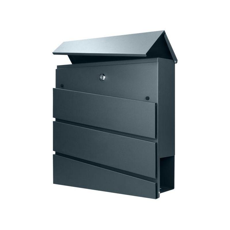 Skrzynka na listy BORNEO z galwanizowanej stali z gazetnikiem, antracyt