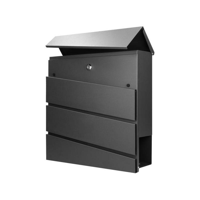 Skrzynka na listy BORNEO z galwanizowanej stali z gazetnikiem, kolor czarny