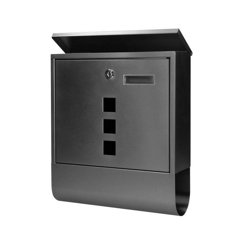 Skrzynka na listy HAITI z galwanizowanej stali z gazetnikiem i okienkami i wizytownikiem, kolor czarny