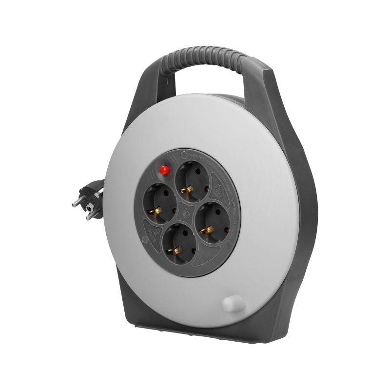Przedłużacz bębnowy, 4 gniazda 2P+Z (schuko), kabel PVC H05VV-F 3x1mm² , długość 10m
