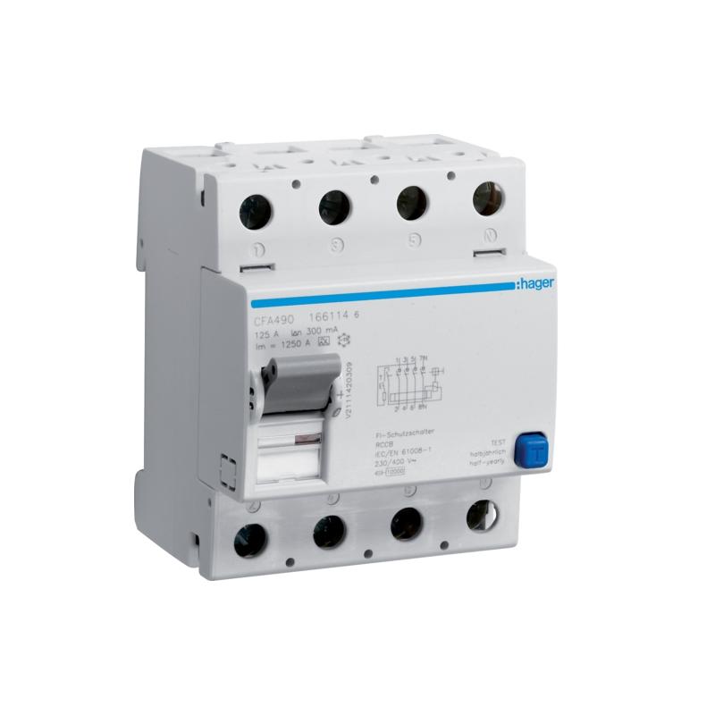 Wyłącznik różnicowoprądowy CFA490 125A 300mA A 4P Hager Wyłącznik różnicowoprądowy CFA490 125A 300mA A 4P Hager