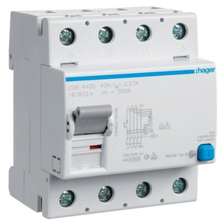 Wyłącznik różnicowoprądowy CFB463D 63A 300mA B 4P Hager Hager Polo