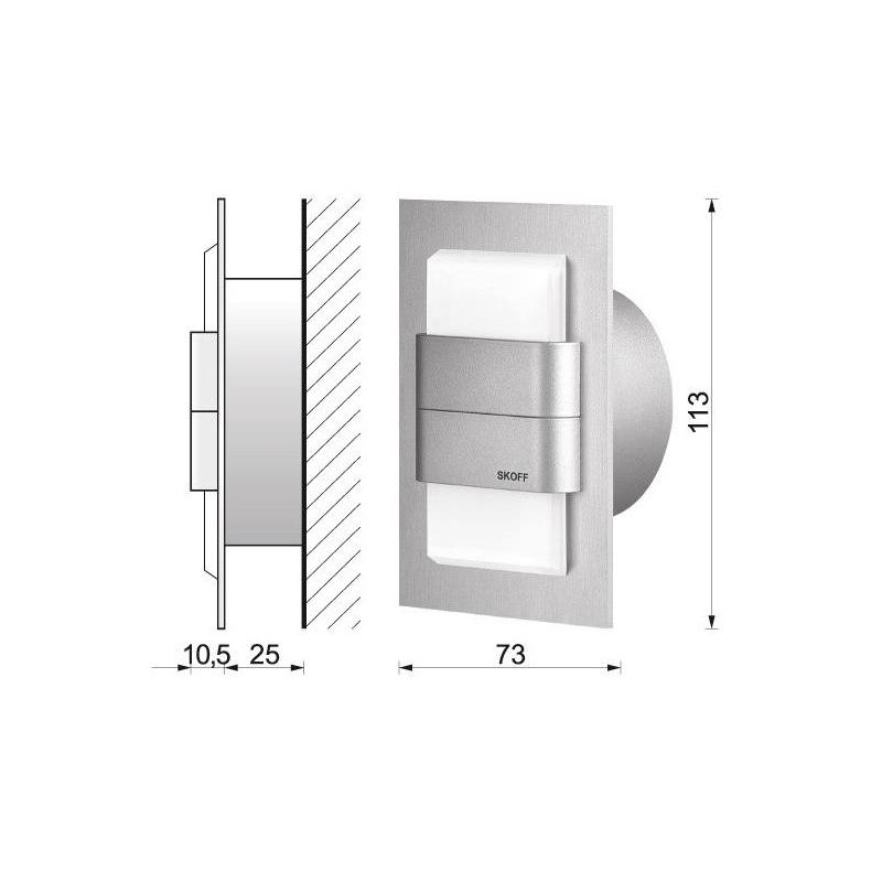 Oprawa schodowa LED KINKIET DUO Tango szlif Inox 10V IP20 3000K SKOFF