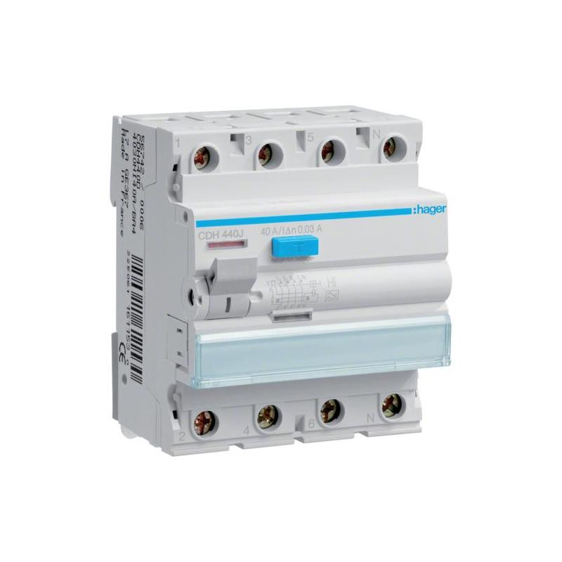 Wyłącznik różnicowoprądowy krótkozwłoczny CDH440J 40A 30mA A 4P Hager