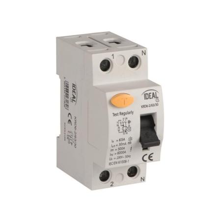 Wyłącznik różnicowoprądowy KRD6 2P 63A AC 30mA Kanlux Ideal