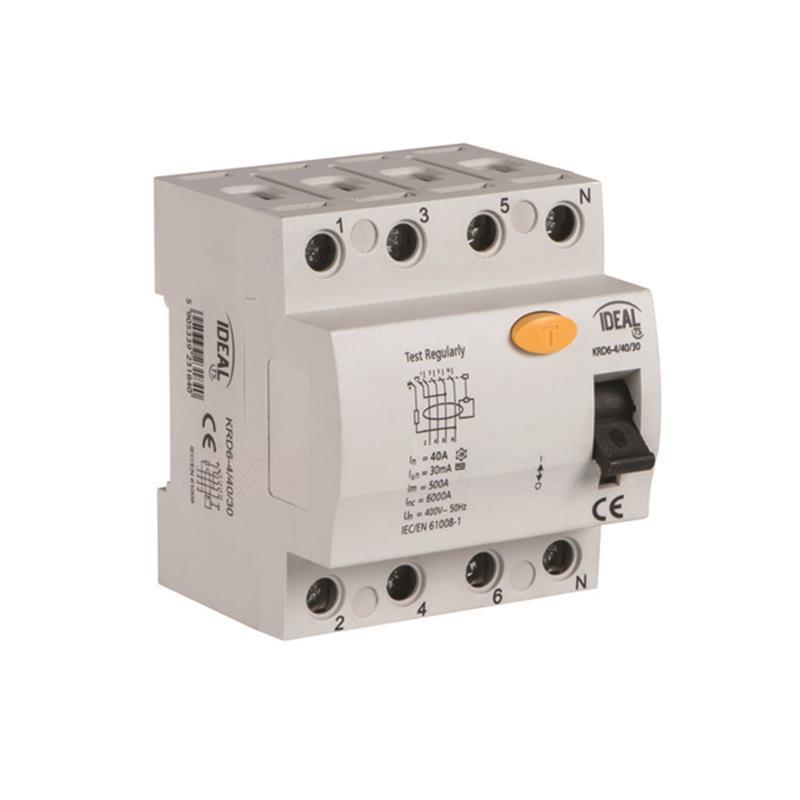 Wyłącznik różnicowoprądowy KRD6 4P 40A AC 30mA Kanlux Ideal