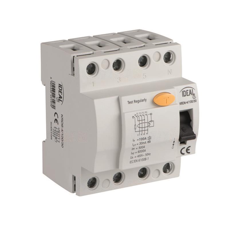 Wyłącznik różnicowoprądowy KRD6 4P 100A AC 30mA Kanlux Ideal