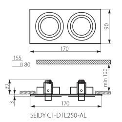 Oprawa kwadratowa aluminium SEIDY CT-DTL250-AL Kanlux
