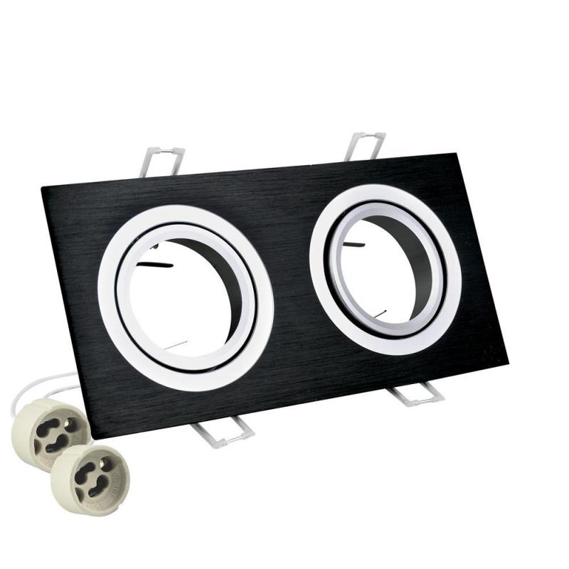 Oprawa kwadratowa aluminium SOUTH OPAL podwójna czarna szczotkowana - 302144