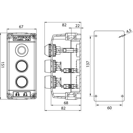 Kaseta sterownicza ST22K3-03-1 przyciski START-STOP