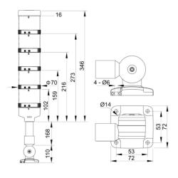 Baza kolumny sygnalizacyjnej (podst. pałąk, pokrywy, kab) NYG3-70KITAC230 Tracon Electric