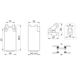 Łącznik krańcowy VP121 z dźwignią i rolką Tracon Electric
