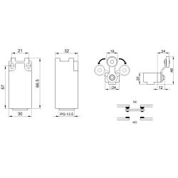 Łącznik krańcowy VP118 z dźwignią regulowaną i rolką Tracon Electric