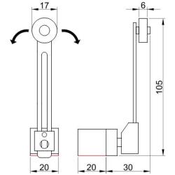 Łącznik krańcowy z dźwignią regulowaną i rolką LSME8108 Tracon Electric