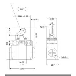 Łącznik krańcowy z dźwignią i rolką VT121 Tracon Electric
