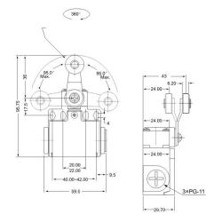Łącznik krańcowy z dźwignią regulowaną i rolką VT118 Tracon Electric
