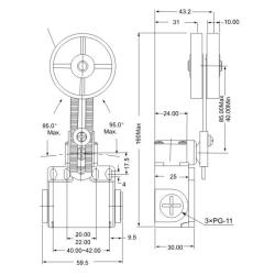Łącznik krańcowy dźwignią regulowaną i rolką VT191 Tracon Electric
