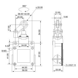 Łącznik krańcowy z rolką VM121 Tracon Electric