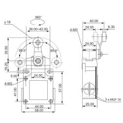 Łącznik krańcowy z dźwignią regulowaną i rolką VM115 Tracon Electric