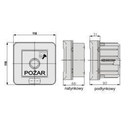 Wyłącznik pożarowy podtynkowy z młotkiem WPp-1s Elektromet Dzierżoniów