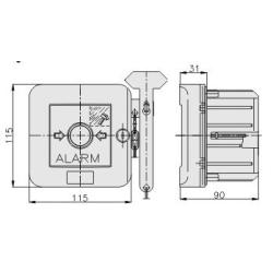 Wyłącznik alarmowy podtynkowy z zamkiem WAZp-1s Elektromet Dzierżoniów