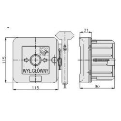 Wyłącznik główny podtynkowy z zamkiem WGZp-1s Elektromet Dzierżoniów