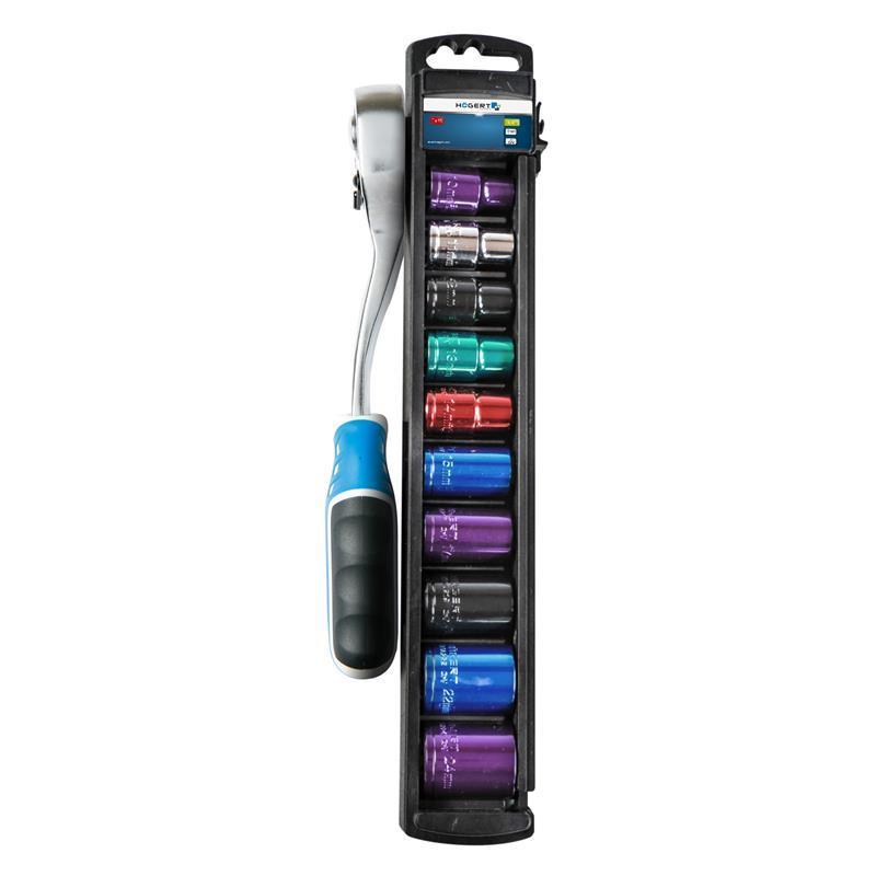Grzechotka 1/2″ z nasadkami kodowanymi kolorem HT1R382