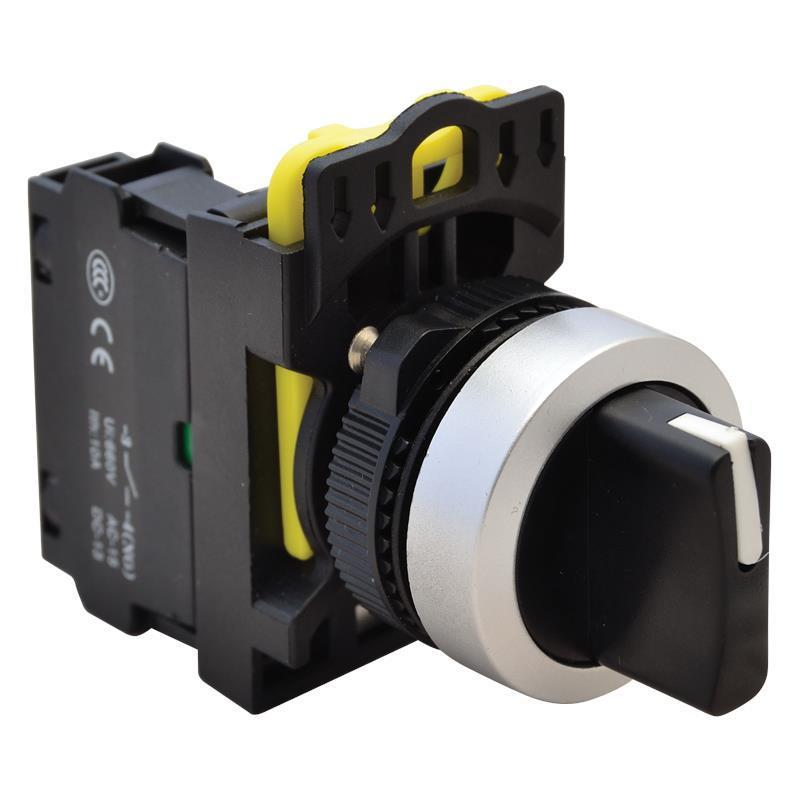 Przełącznik pokrętny z samoczynnym powrotem NYK3-S33BK trzystanowy 1-0-2