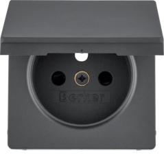 Berker Q1/Q3/Q7 antracyt - płytka do gniazda z uziemieniem z pokrywą z przesłonami
