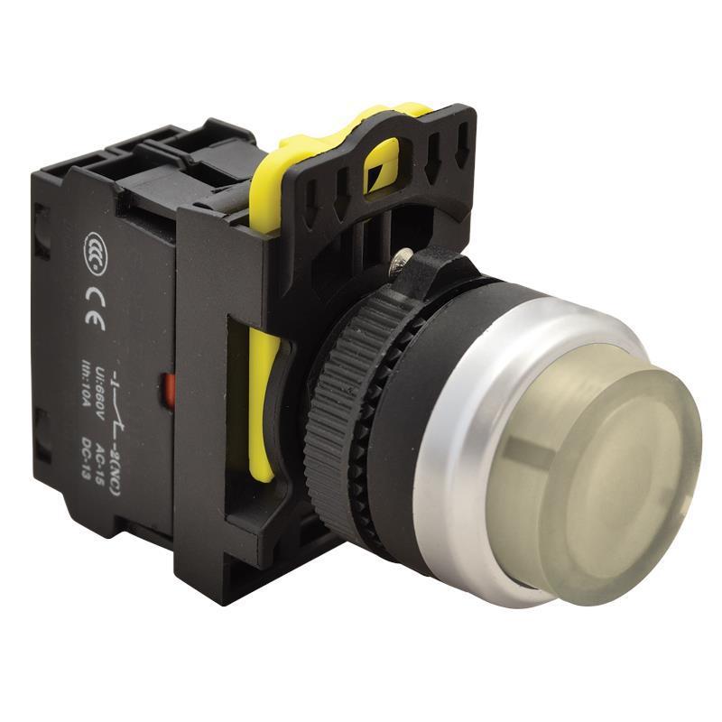 Przycisk podświetlany  NYG3-HLW biały wystający