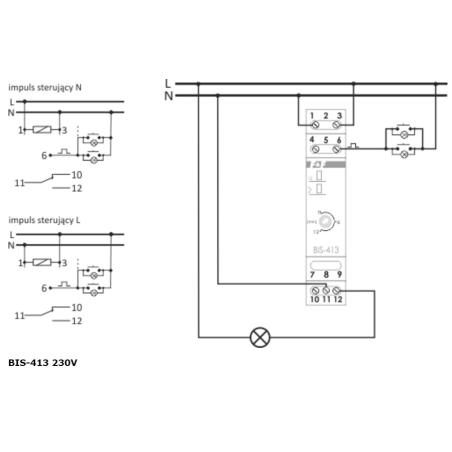 Przekaźnik bistabilny BIS-413 230V z wyłącznikiem czasowym