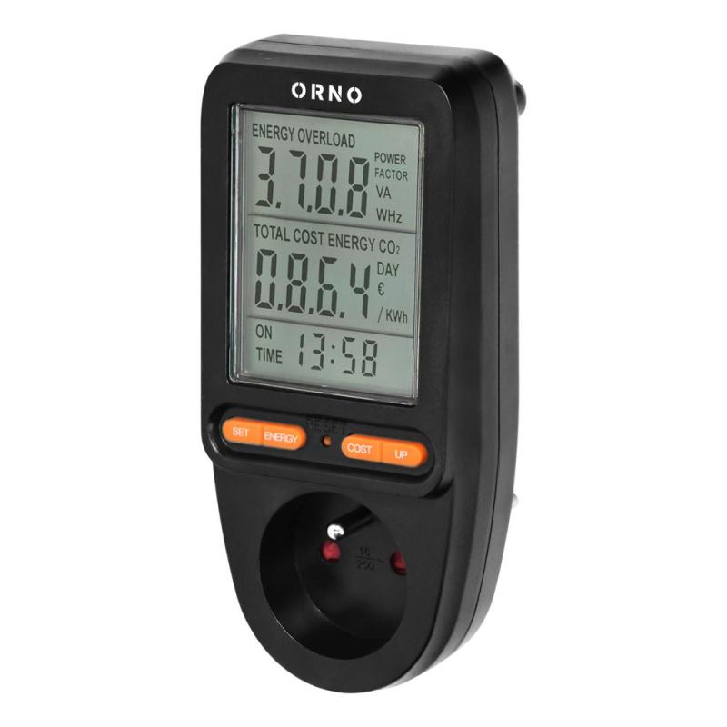 Watomierz, kalkulator energii z wyświetlaczem LCD OR-WAT-435/B Watomierz, kalkulator energii z wyświetlaczem LCD OR-WAT-435/B