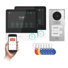 PAVONIS MULTI, zestaw wideodomofonowy dwurodzinny, 4-żyłowy, 7", Wi-Fi, ekran dotykowy, Full HD, RFID