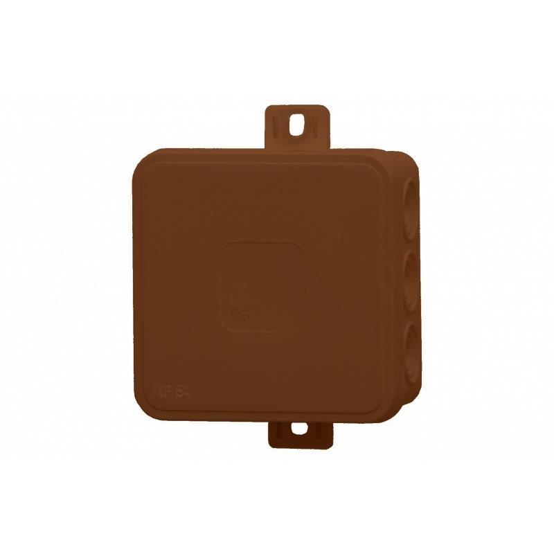 Puszka hermetyczna V5, termoplast 75x75x41 IP54, brązowa - klik, 12 osłabień  F1.0269