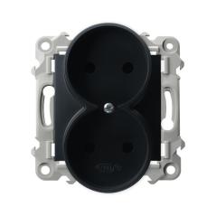 Ospel Szafir czarny metalik - Gniazdo podwójne moduł bez ramki GP-2ZR/m/33