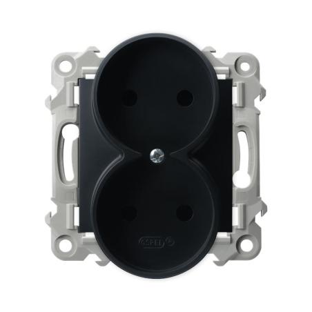 Ospel Szafir czarny metalik - Gniazdo podwójne moduł bez ramki GP-2ZR/m/33