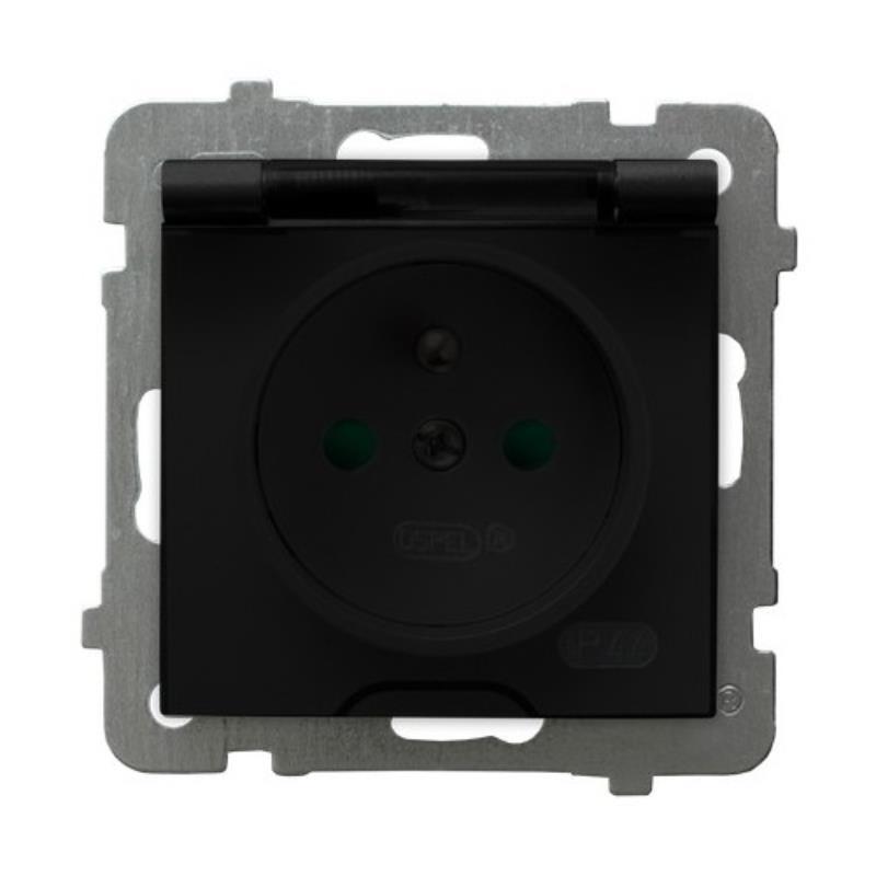 Ospel AS czarny - gniazdo bryzgoszczelne GPH-1GZ/m/33/d