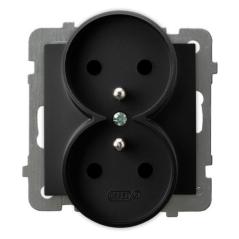 Ospel AS czarny - gniazdo podwójne (+0) do ramki GP-2GRZ/m/33