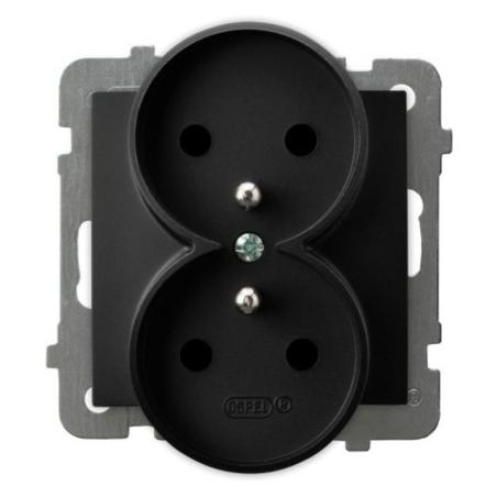 Ospel AS czarny - gniazdo podwójne (+0) do ramki GP-2GRZ/m/33