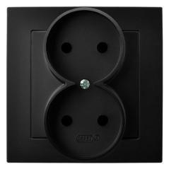 Ospel AS czarny - gniazdo podwójne GP-2G/33