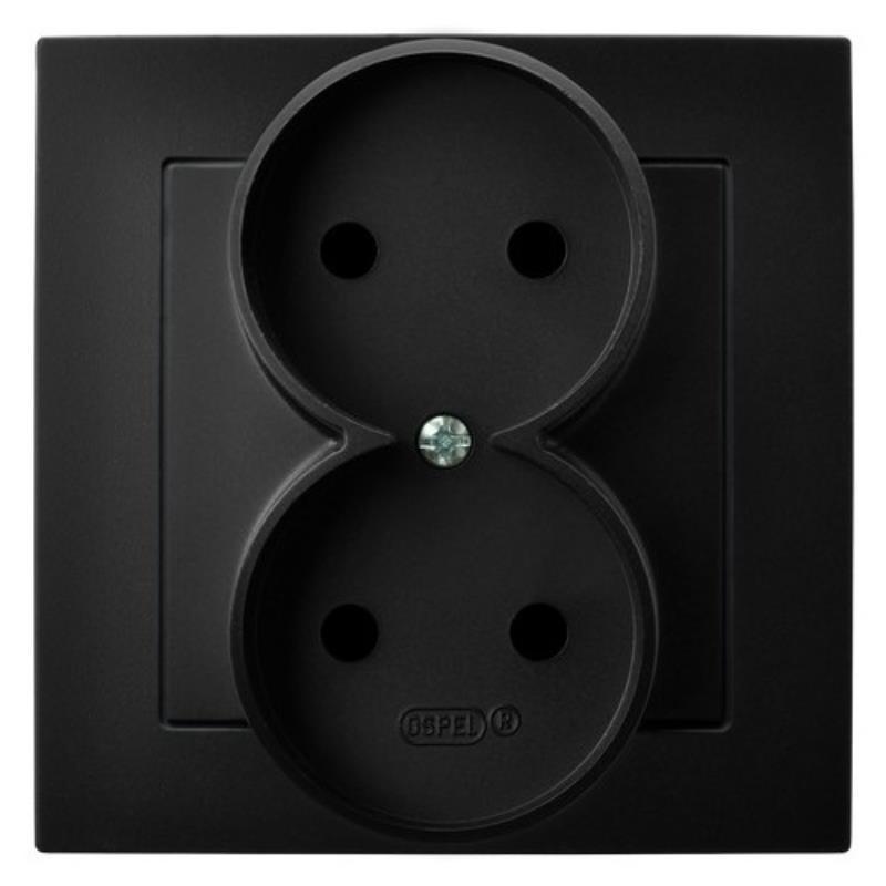 Ospel AS czarny - gniazdo podwójne GP-2G/33