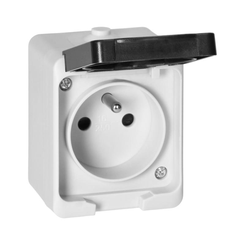 Gniazdo pojedyńcze 2P+Z AQUATIC MINI IP54 biało-czarne