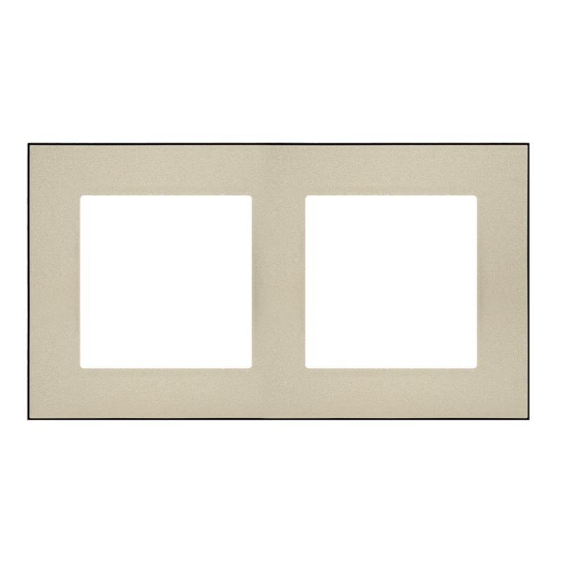 Simon 55 Duo szampański/czarny - ramka podwójna TRD2.149/144