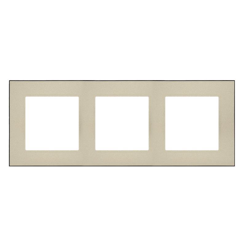 Simon 55 Duo szampański/czarny - ramka potrójna TRD3.149/144