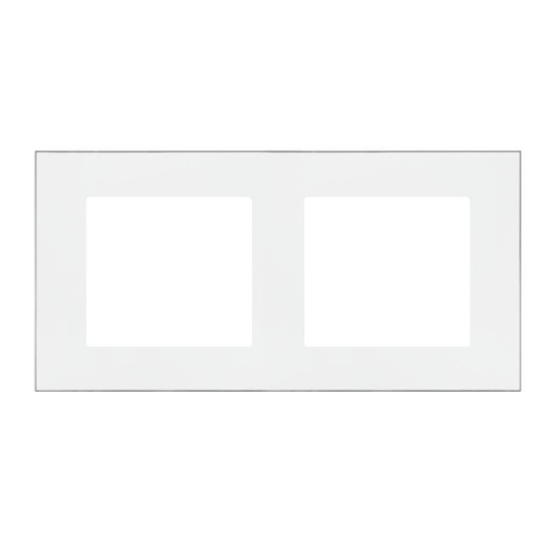 Simon 55 Duo biały/chrom - ramka podwójna TRD2.163/111
